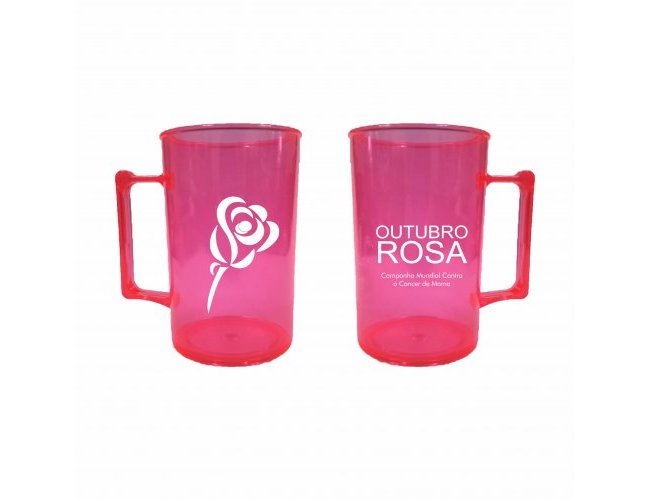 CANECA ACRILICA 450 MLS OUTUBRO ROSA